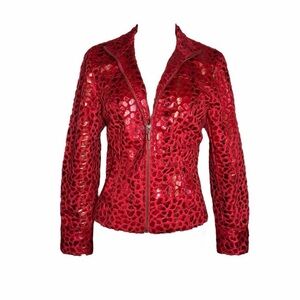 Elegant Red Leather Jacket